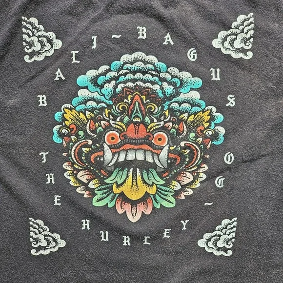 Hurley Bali Bagus Surf Baby Tee Shirt M T-Shirt Worn Black Y2K - Picture 4 of 8